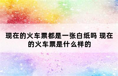 现在的火车票都是一张白纸吗 现在的火车票是什么样的